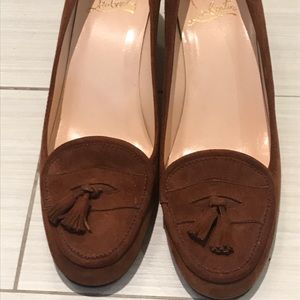 Barley worn Christian Louboutin suade kitten heels